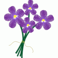 紫色花朵刺绣图案 免费花样