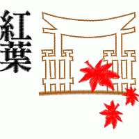 红叶与鸟居的秋日图景 免费花样