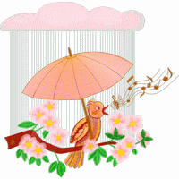 雨中鸟儿撑伞唱歌 免费花样