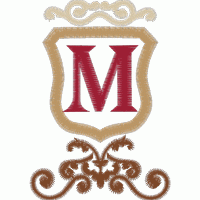 字母M徽章刺绣图案 免费花样