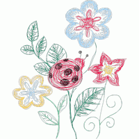 瓢虫与花朵插画 免费花样