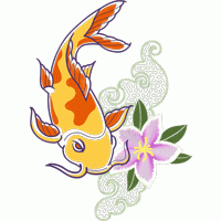 锦鲤与紫花刺绣图案 免费花样