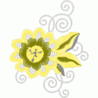 黄色花卉刺绣图案 免费花样