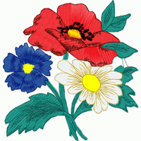 彩色花卉刺绣图案 免费花样