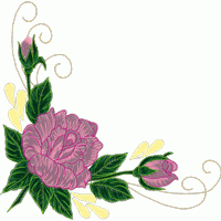 绣花玫瑰角饰图案 免费花样