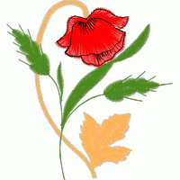 刺绣红花与绿叶图案 免费花样
