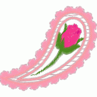 粉色玫瑰刺绣佩斯利图案 免费花样