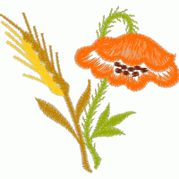 麦穗与橙花刺绣图案 免费花样