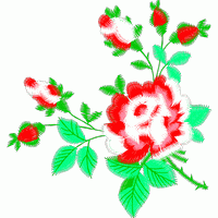 红色玫瑰刺绣图案 免费花样