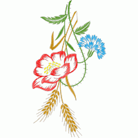 刺绣花卉与麦穗图案 免费花样