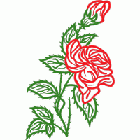 红色玫瑰刺绣图案 免费花样