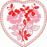 心形边框玫瑰刺绣图案 免费花样