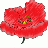 红色罂粟花刺绣图案 免费花样