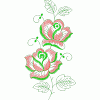 红色玫瑰刺绣图案 免费花样