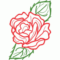 红色玫瑰刺绣图案 免费花样
