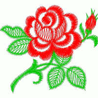 红色玫瑰刺绣图案 靓花