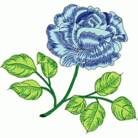 蓝色玫瑰刺绣图案 免费花样