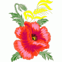 刺绣罂粟花图案 免费花样