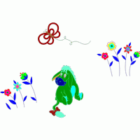 卡通小马与蝴蝶花朵图案 免费花样