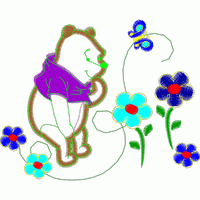 小熊维尼与花朵蝴蝶图案 免费花样