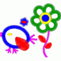 彩色卡通鸟与花 免费花样