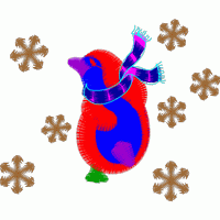 彩色企鹅戴围巾雪中舞 免费花样