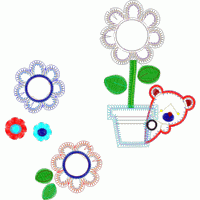 刺绣花卉与小熊图案设计 免费花样