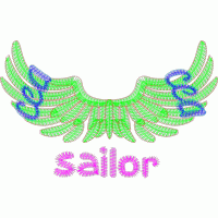 绿色翅膀与“sailor”字样刺绣设计 免费花