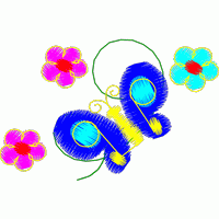 彩色蝴蝶与花朵图案 免费花样