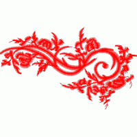 红色花卉刺绣图案 免费花样
