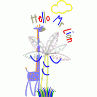 长颈鹿与棕榈树的卡通图案 免费花样