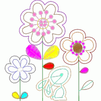彩色花朵与蝴蝶图案 免费花样