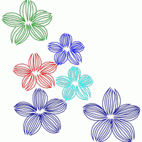 五朵彩色手绘花朵图案 免费花样