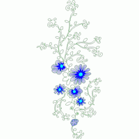 蓝色花朵藤蔓图案设计 免费花样