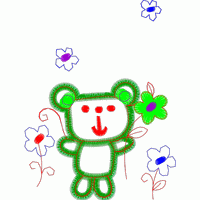 绿色小熊抱花图案 熊 贴布