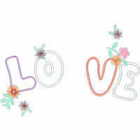 免费花样下载区,刺绣风格“LOVE”字样装饰 免费花样