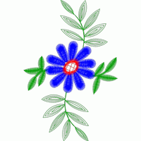 蓝色花朵刺绣图案 简单童装小花图案