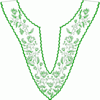 绿色花卉刺绣V领装饰 上衣衣领图案图案