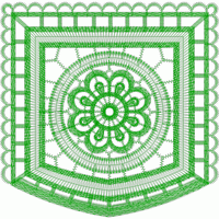 绿色刺绣花边图案 抽象水溶版带图案_几何方