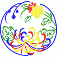 彩色花卉刺绣图案 吉祥圆形花卉刺绣图