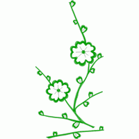 绿色枝条绣花图案 简单的小梅花图案