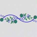 蓝色藤蔓花卉刺绣图案 中东