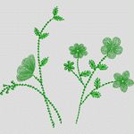 绿色植物刺绣图案 简单小花样