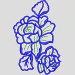 蓝色花卉刺绣图案 简单小花样