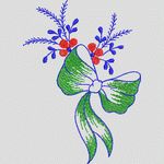 绿色蝴蝶结花束刺绣 简单小花样