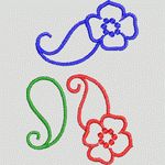 三色花卉刺绣图案 简单小花样