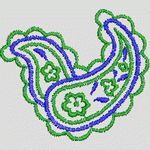 绿色蓝色佩斯利花纹刺绣 简单小花样