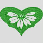 绿色心形花卉刺绣图案 简单小花样