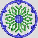 蓝色边框绿色雪花图案 简单小花样
