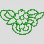 绿色花卉刺绣图案 简单小花样